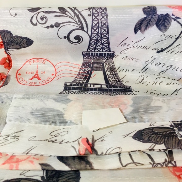 Paris Flower Fabric Shower Curtain Pink Gray - Picture 4 of 8